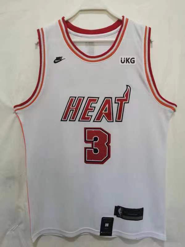 Men Miami Heat 3 Wade White Throwback Nike 22-23 NBA Jersey